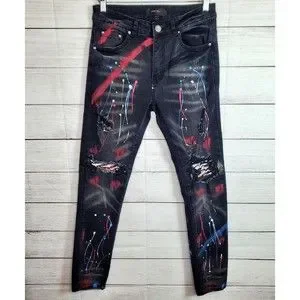 AMIRI | Jeans | Amiri Black Distressed Skinny Painter Jeans